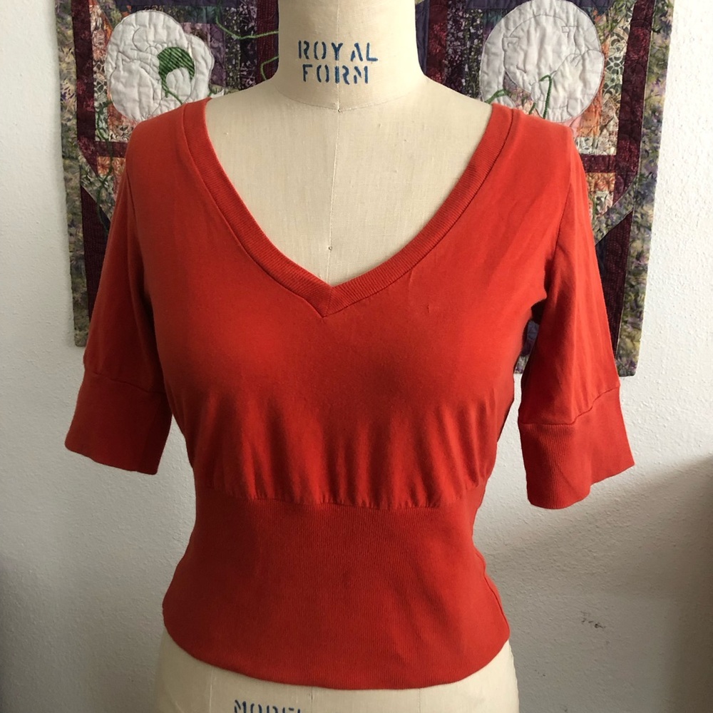 Anthropologie Medium Orange v-neck